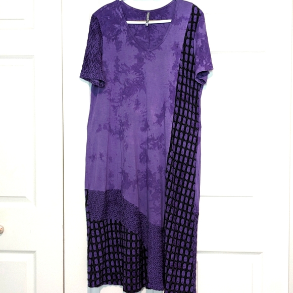 Purple Dress - Tie-dye Stretchy Textured by Nyah - Size L - Picture 1 of 4